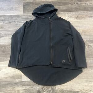 Nike TechTherma-Fit Black Womens‎ Large Swoosh Asymmetrical Full Zip Hoodie